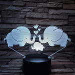 Elefánt család 7 színű 3D led lámpa