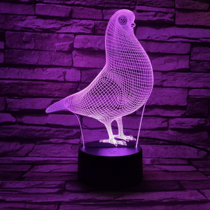 Galamb 7 színű 3D led lámpa