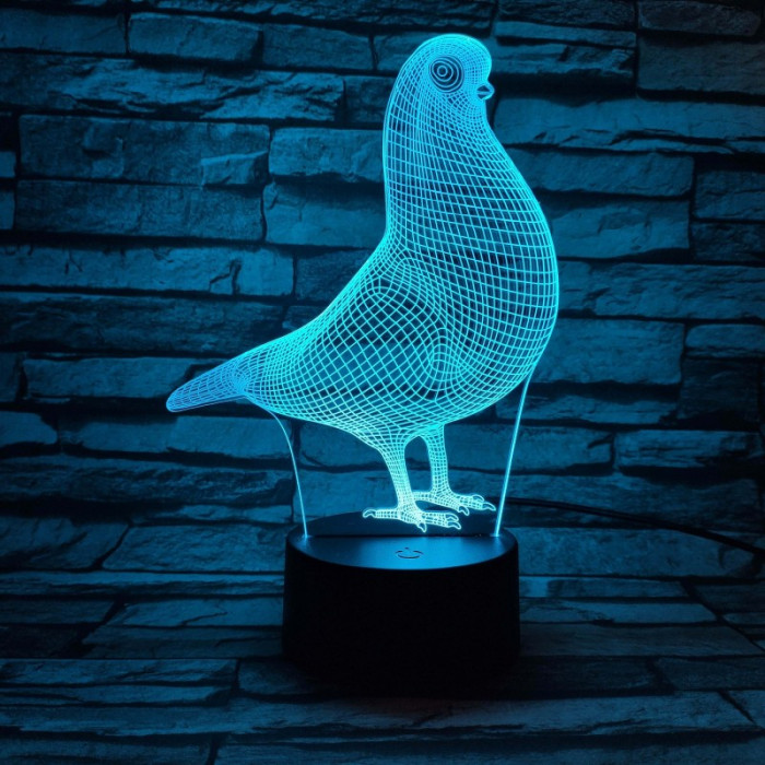 Galamb 7 színű 3D led lámpa