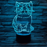 Cica 7 színű 3D led lámpa