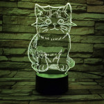Cica 7 színű 3D led lámpa