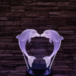 Delfin szív 7 színű 3D led lámpa