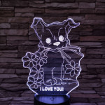 Kiskutya virág 7színű 3D led lámpa
