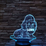 Kiskutya szív 7színű 3D led lámpa