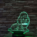 Kiskutya szív 7színű 3D led lámpa
