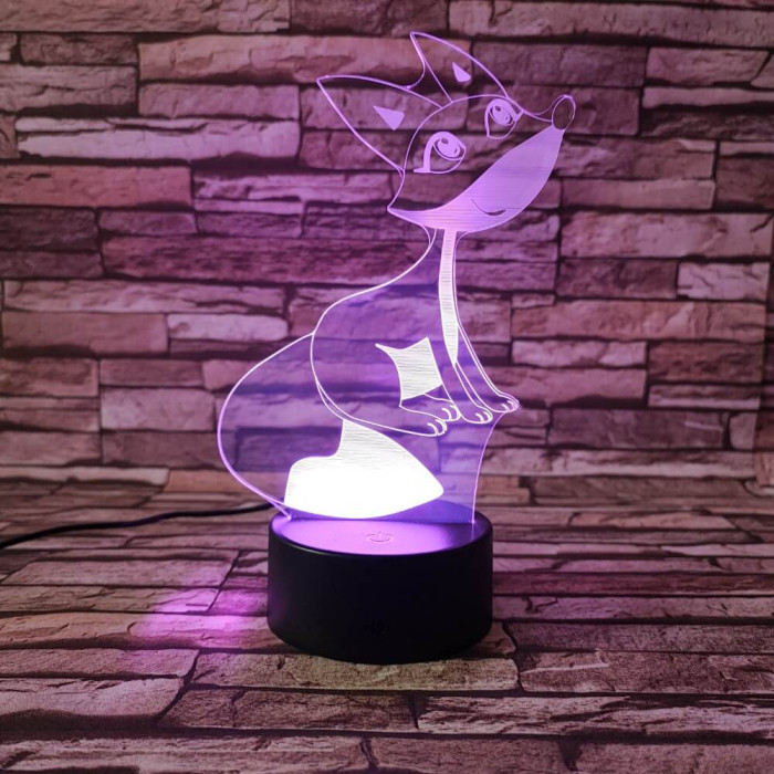 Róka mosoly 7 színű 3D led lámpa