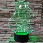 Víziló szégyenlős 3D led lámpa