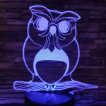 Bagoly 4 7 színű 3D led lámpa