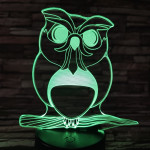 Bagoly 4 7 színű 3D led lámpa