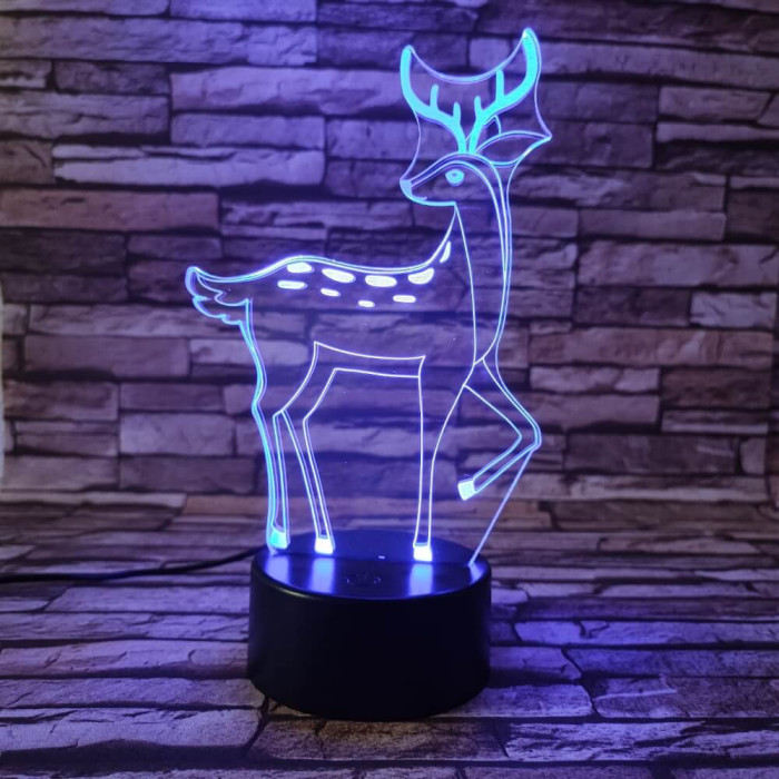 Őz  7 színű 3D led lámpa