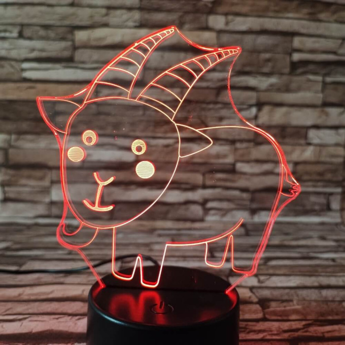 Kecske 7 színű 3D led lámpa