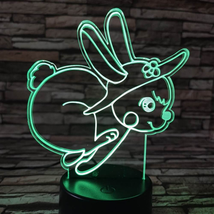 Nyuszi fut  7 színű 3D led lámpa