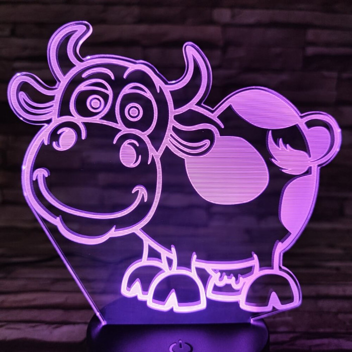 Tehén 7 színű 3D led lámpa