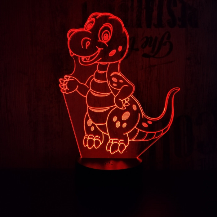 Kicsi dinó 7 színű 3D led lámpa