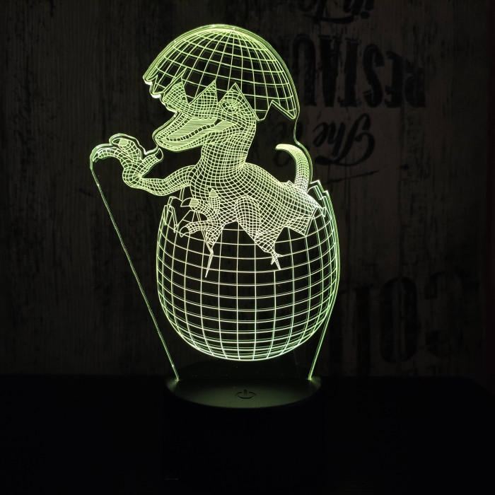 Velociraptor tojás 7 színű 3D led lámpa