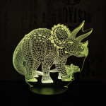 Triceratops család 7 színű 3D led lámpa