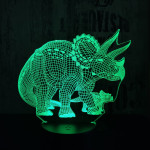 Triceratops család 7 színű 3D led lámpa