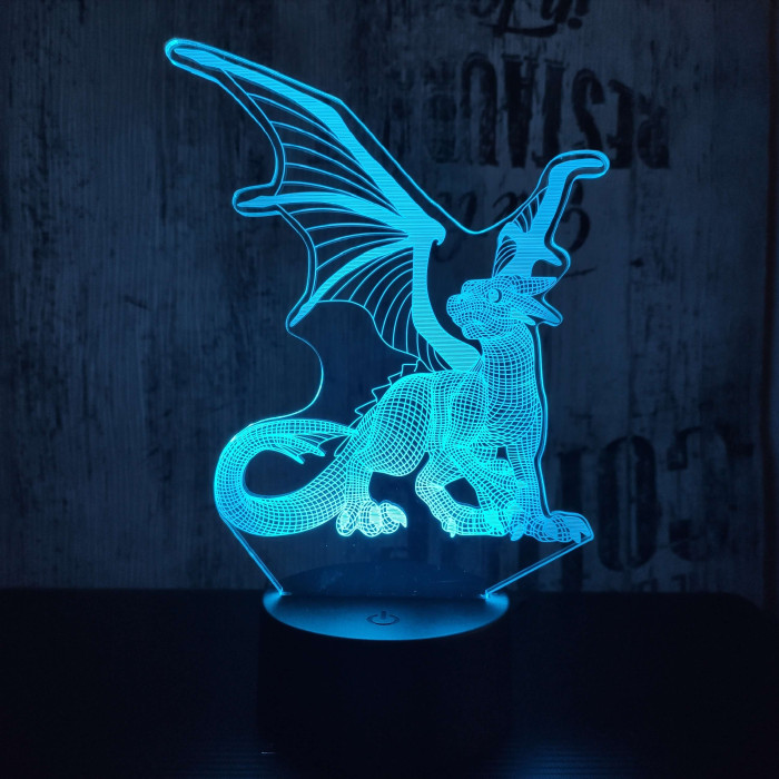 Sárkány 3 7 színű 3D led lámpa