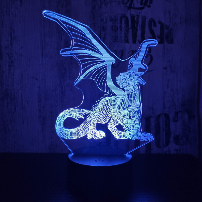 Sárkány 3 7 színű 3D led lámpa
