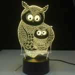 Két  Bagoly 7 szinű 3D led lámpa