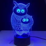 Két  Bagoly 7 szinű 3D led lámpa