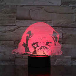 Fekvő Bulldog 7 színű 3D led lámpa