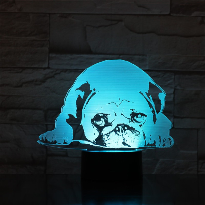Fekvő Bulldog 7 színű 3D led lámpa