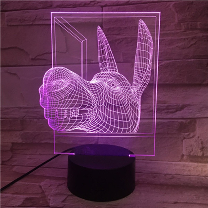 Szamár fej 7 színű 3D led lámpa