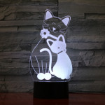 Két Cica 7 színű 3D led lámpa