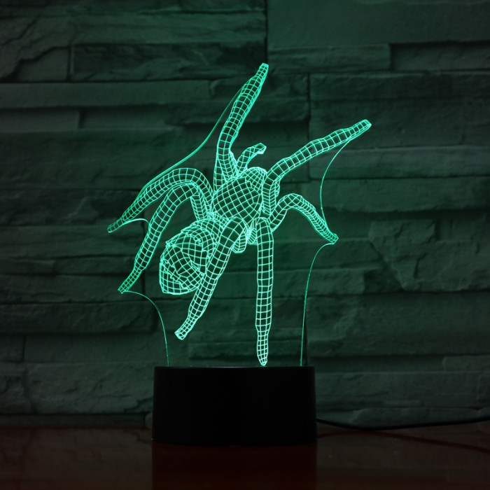 Pók 1  7 színű  3D led lámpa