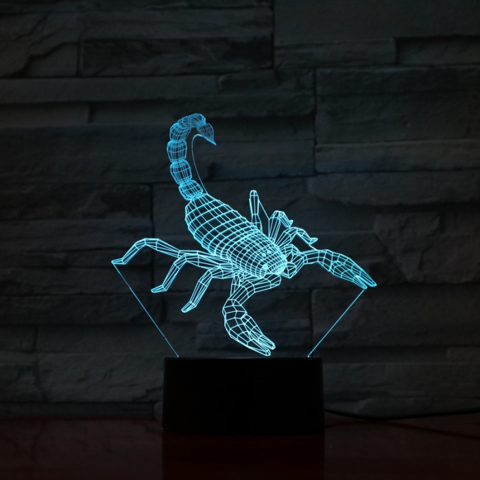 Skorpió 7 színű 3D led lámpa