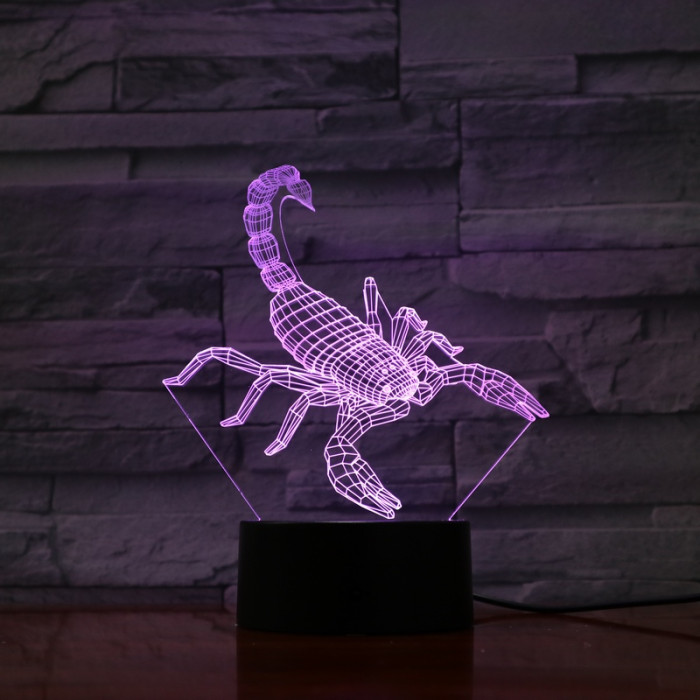 Skorpió 7 színű 3D led lámpa