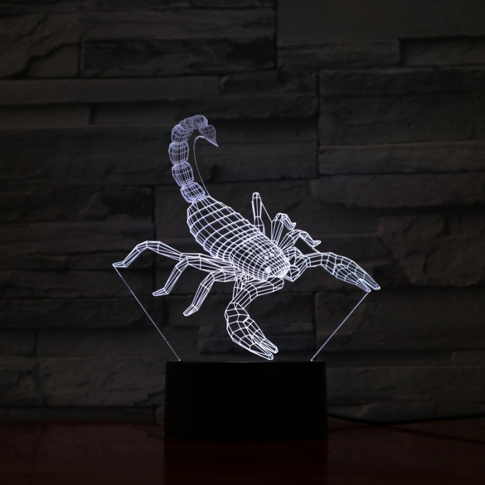 Skorpió 7 színű 3D led lámpa
