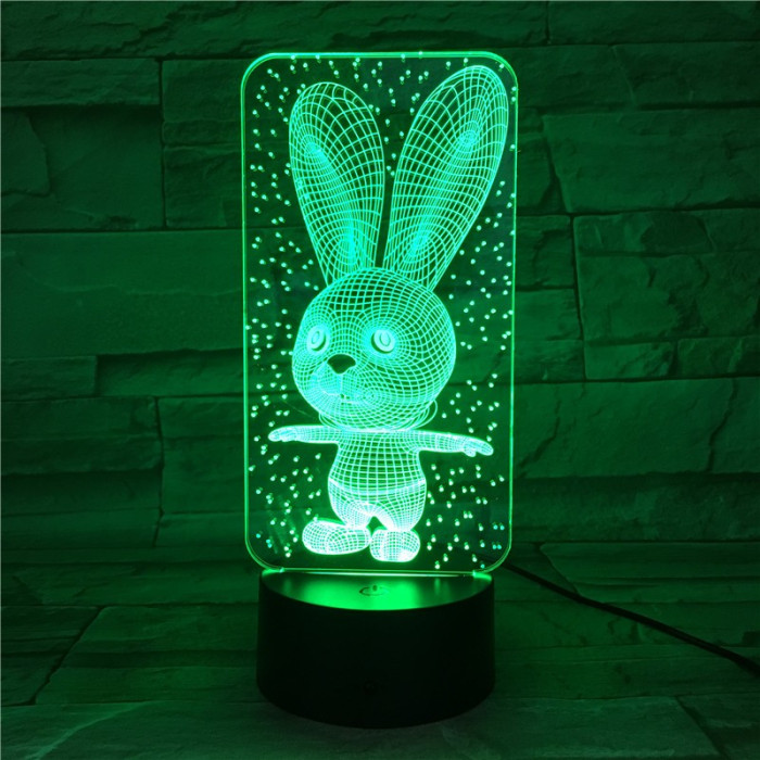 Nyuszi 3  7 színű  3D led lámpa