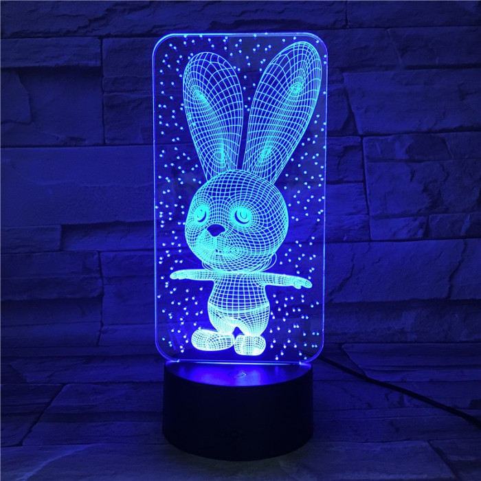 Nyuszi 3  7 színű  3D led lámpa