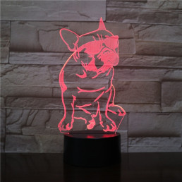 Buldog Napszemüvegben 7 színű 3D led lámpa