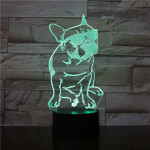 Buldog Napszemüvegben 7 színű 3D led lámpa
