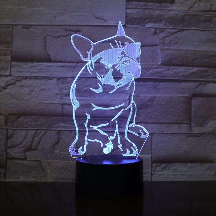 Buldog Napszemüvegben 7 színű 3D led lámpa