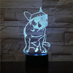 Buldog Napszemüvegben 7 színű 3D led lámpa