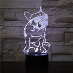 Buldog Napszemüvegben 7 színű 3D led lámpa
