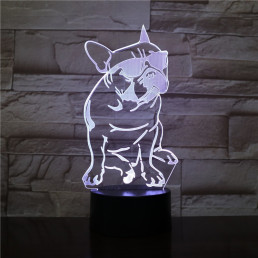 Buldog Napszemüvegben 7 színű 3D led lámpa