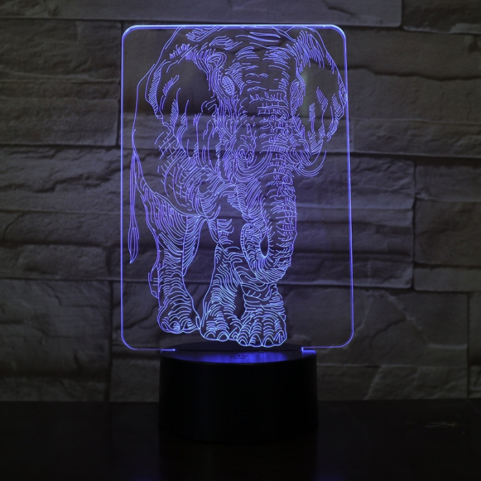 Elefánt 7 színű 3D led lámpa
