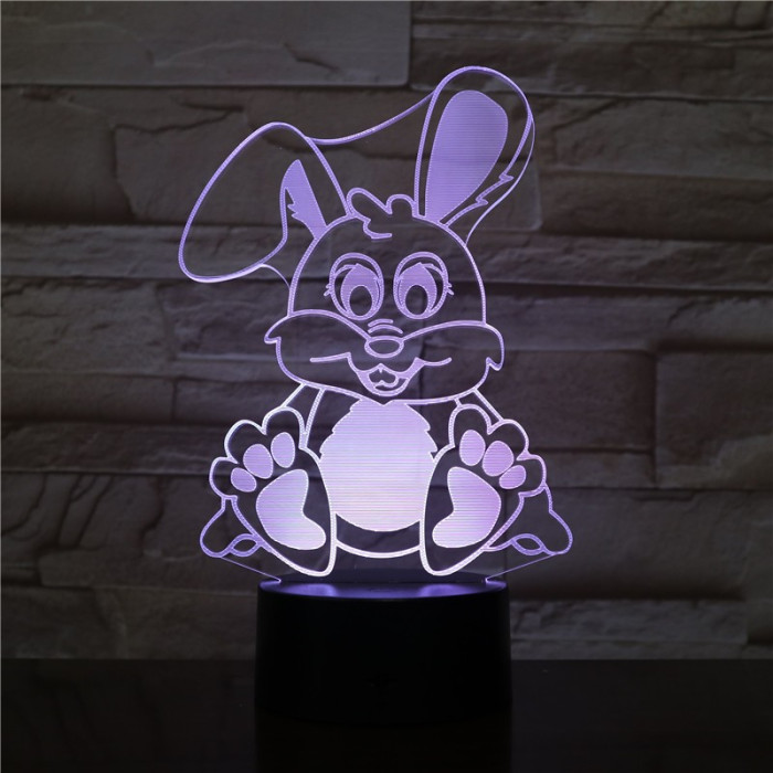 Nyuszi  7 színű 3D led lámpa