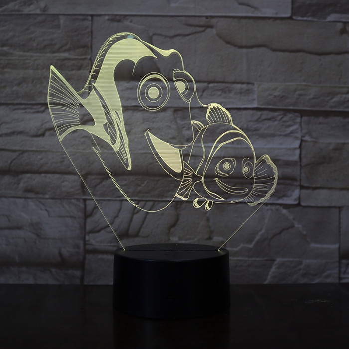 Bohóc Hal 7 színű 3D led lámpa