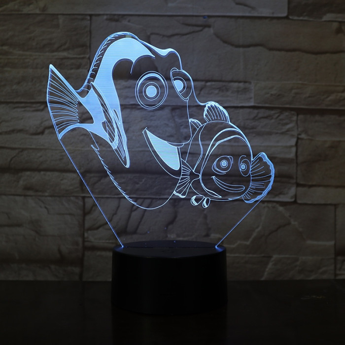 Bohóc Hal 7 színű 3D led lámpa