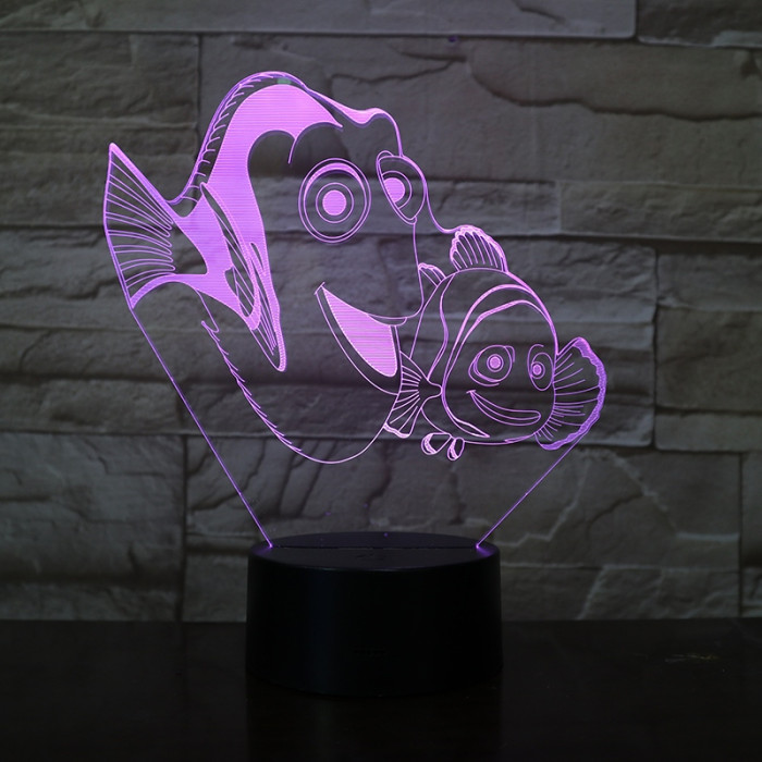 Bohóc Hal 7 színű 3D led lámpa