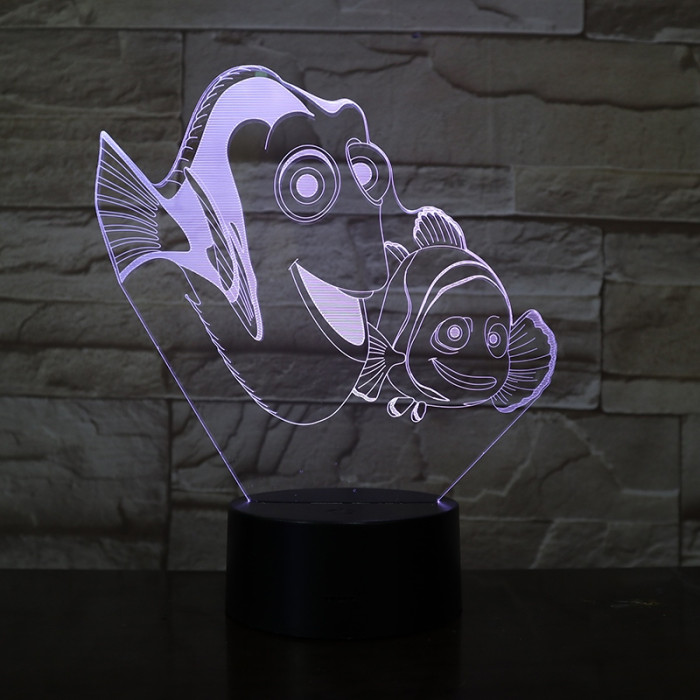 Bohóc Hal 7 színű 3D led lámpa