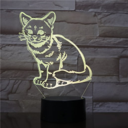 Ülő Cica 7 színű 3D led lámpa