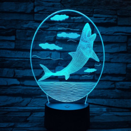 Cápa 7 színű 3D led lámpa