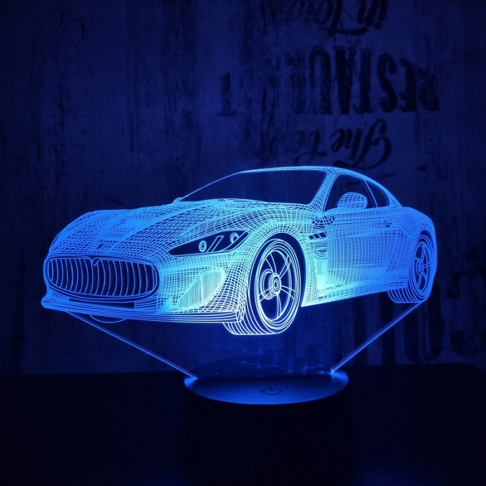 Autó 3  7 színű 3D led lámpa